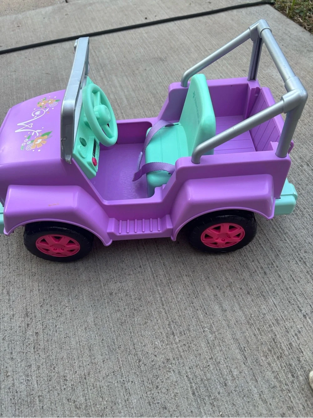 American Girl Purple Ride-On Jeep with Mint Seat and Pink Wheels